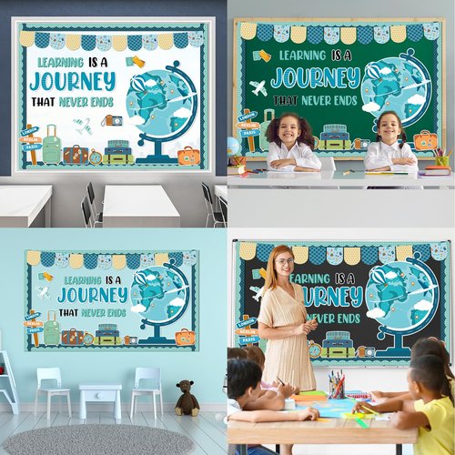 Learning is a Journey Bulletin Board Set Travel Theme Classroom Decor Bulletin Board Adventure Theme Classroom Decor Travel Map Cutouts for Teachers Students Back to School Wall Chalkboard Decors