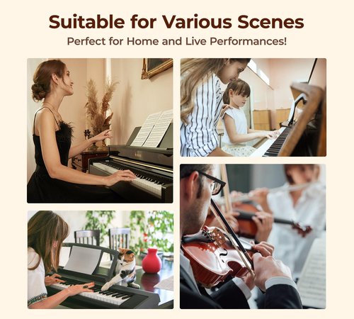 Vangoa Piano Bench, Adjustable Music Keyboard Bench Stool Seat with Black Padded Cushion for Keyboard Piano, Professional Heavy Duty Piano Stool Chair with PU Leather for Musicians, PB-1