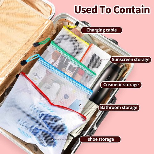 88pcs Mesh Zipper Pouch Bags - 8 Sizes Plastic Zipper Pouches for Organization, Mesh Bags with Zipper, Waterproof Clear Travel Pouches, UMETDO File Bag with Zipper for Office Supplies, Variety Pack