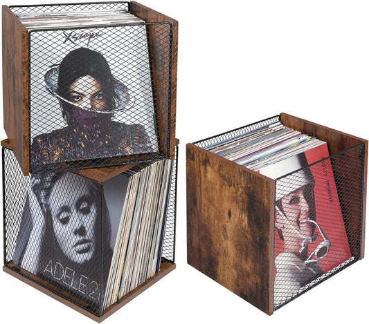 1 Cube Record Holder Vinyl Record Storage Furniture,DIY Stackable 40-55 Records Visualize Record Holder Album Storage Box Cube Wooden Organizer Crate Records Cabinet Record Vinyl Storage