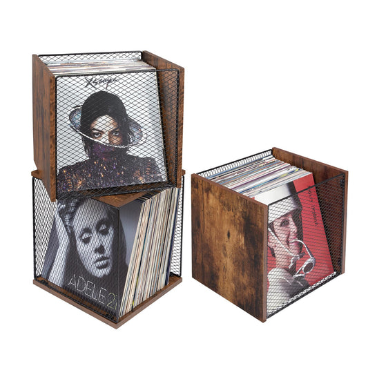 1 Cube Record Holder Vinyl Record Storage Furniture,DIY Stackable 40-55 Records Visualize Record Holder Album Storage Box Cube Wooden Organizer Crate Records Cabinet Record Vinyl Storage