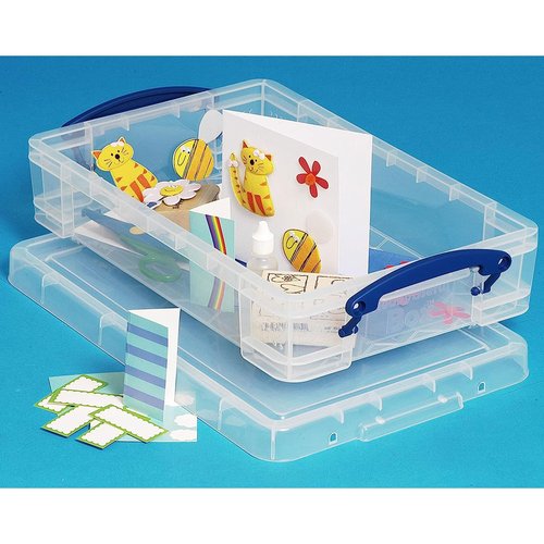 Really Useful Box 4C Plastic Stackable Storage Container with Snap Lid and Built In Clip Lock Handles for Home and Office Organization, Clear
