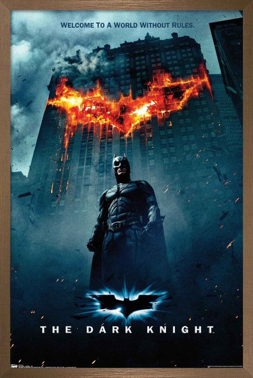 Trends International DC Comics Movie - The Dark Knight - Batman Logo on Fire One Sheet Wall Poster, 14.725" x 22.375", Bronze Framed Version