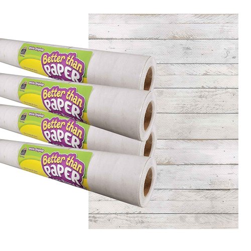 Teacher Created Resources Better Than Paper Bulletin Board Roll, 4' x 12', White Shiplap, 4/Pack (TCR32429)