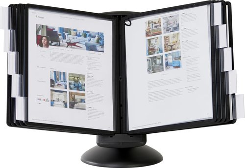 Durable Motion Reference System with 10 Double-Sided Panels in Letter-Size 8.5" x 11" Inches - Black SHERPA Design - Desk Reference Organizer