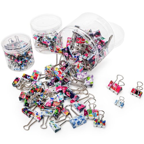 Fasmov 148 Pcs Cute Binder Clips with 3 Sizes (Small/Medium/Large), Office Stationery Clips for Organizing Papers, Crafting & DIY Projects, Paper Clamps Perfect for Office, School, and Home Use