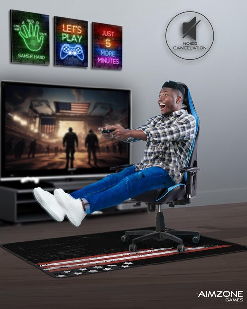 Aimzone Large Gaming Chair Mat, Computer Desk Floor Protector, Desk Chair Mat for Hard Floor, Non-Slip, Durable Stitched Edges, Scratch Resistant, Water-Resistant & Easy Cleaning (USA Black)