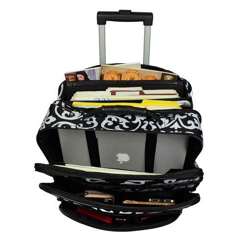 World Traveler Rolling 17-Inch Laptop Briefcase Computer Case, Black Trim Damask, One Size