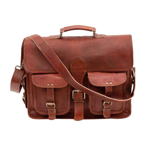 Handmade Leather Messenger Laptop Computer Satchel Distressed Bag (13" X 18") Stylish Backpack and Briefcase Bag for Men (PATTERN 2)