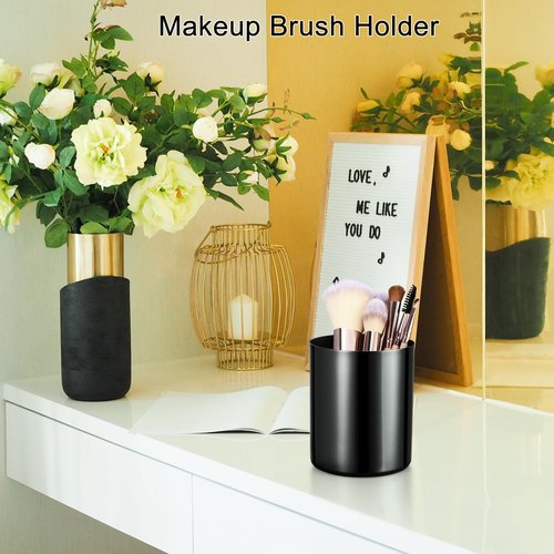 Tofun 2 Pack Black Pen Holder for Desk, 304 Stainless Steel Pen Organizer for Desk, Pencil Holder,Pencil Cup,Pen Cup,Desktop Stationery Organizer