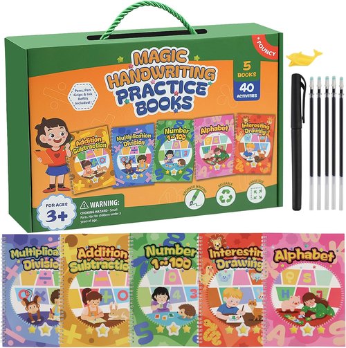 Magic Grooved Writing Practice Books - Reusable Handwriting Copybook for Kids Ages 3-8 | Large Size