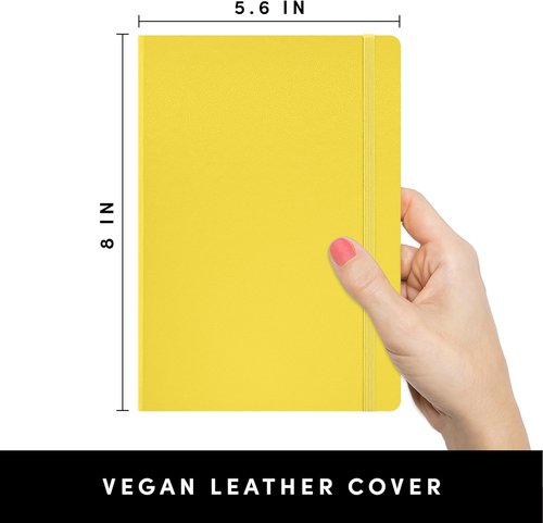 PAPERAGE Blank Journal Notebook - Medium Yellow Hardcover | 160 Pages, 100 GSM Thick Paper for Work & School