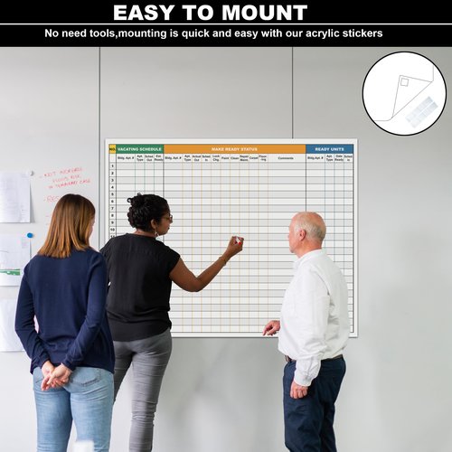 Extra Large Property Management Make Ready White Board,36X45 Inch Big Dry Erase Apartment Make Ready Checklist Schedule Board,Maintenance Status Tracker Tool for Real Estate Manager