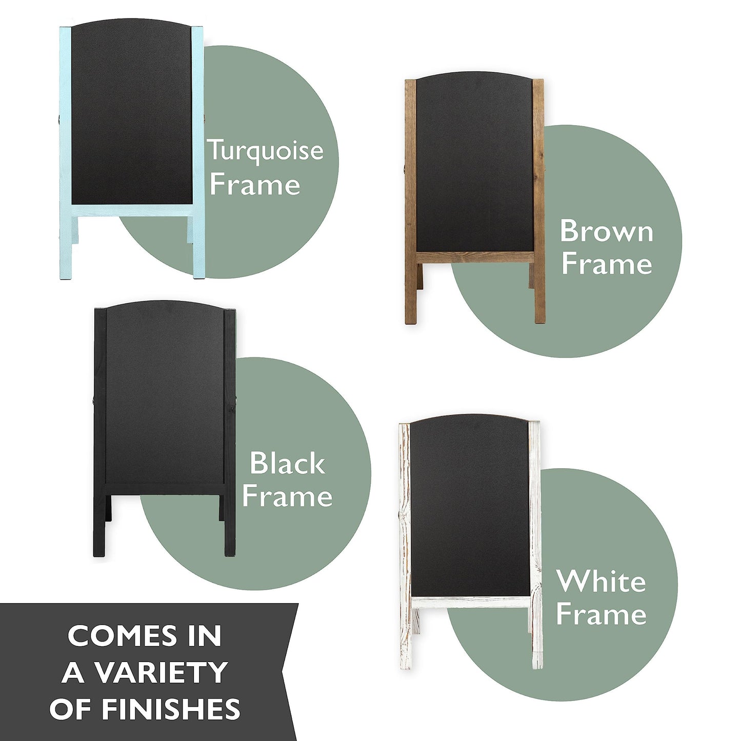 Ilyapa A-Frame Chalkboard Sidewalk Sign - Rounded Top Folding Menu for Restaurant, Business or Weddings, Office, Weddings - Seafoam, 18 x 32 Inches