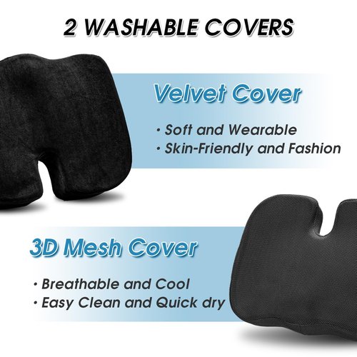 NAJOFAN 4-Inch Thick Firm Memory Foam Seat Cushion for Tailbone, Hip & Sciatica Pain Relief, Ideal for Office & Car, with Extra Mesh Cover, Easy to Clean, Perfect for Seniors