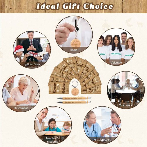 Cholemy 50 Set Bible Verse Gifts Bulk Scripture Mini Notepad Set Christian Bamboo Pens Religious Inspirational Wood Keychains Prayer Notepads Bible Journal Ballpoint Pen Gifts for Office School Church