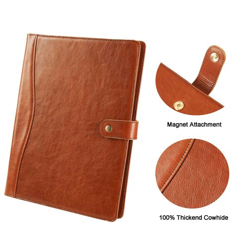 Personalized Leather Padfolio for Men - Business Portfolio with Clipboard, Legal Pad Folio Folder, A4 Letter Size Ideal Business and Corporate Gifts, Oil Brown