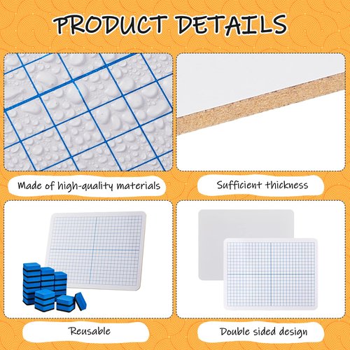 24 Pack Dry Erase XY Axis Graph Lap Boards 9'' x 12'' Double Sided White Boards Dry Erase Lapboards Math Student White Boards Double Sided Dry Erase Board with Erasers for School Classroom Supplies