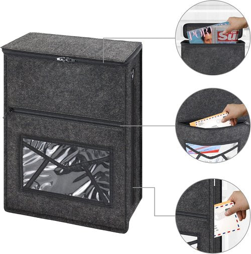 Mail Slot Catcher Bag by [Brand Name] - High Capacity Grey Felt Cover | Space-Saving & Self-Adhesive Home Accessory