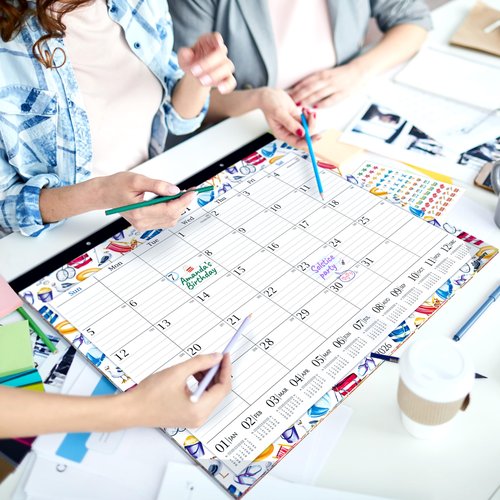 CRANBURY Large 22x17 Desk Calendar 2025-2026, Use Now to Dec 2026 as Big Deskpad Calendar or Extra Large Hanging Wall Planner, Colorful Seasonal Designs, Includes Stickers