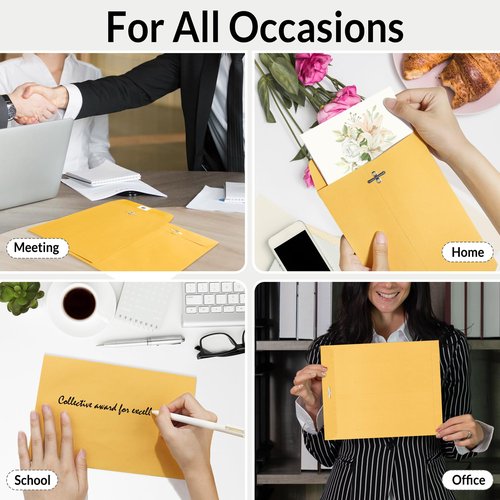 SUNEE 9x12 Clasp Envelopes 20 Count - 9x12 Inch Brown Kraft Envelopes with Clasp Closure – for Home, Office, Business, Legal or School, Great for Filing, Storing or Mailing Documents