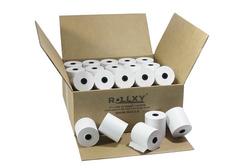 3" x 150' 1-Ply Bond (50 Rolls), Works for TM-U200B, TM-U200D, TM-U210, TM-U220