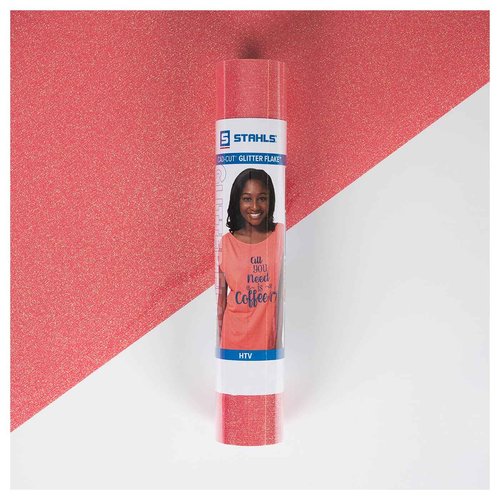 Stahls' HTV Heat Transfer Vinyl CAD-Cut Glitter Flake for Cotton, Polyester, Tri-Blends Lab-Tested for 50+ Washes, Compatible with All Cutters. Easy to Cut & Weed, Iron on Vinyl (Rainbow Coral)