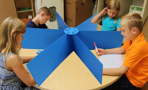 Flipside Products Blue Round Plastic Study Carrel, Divided Into 6 Partitions, Student Privacy and Focus Booth for The Classroom