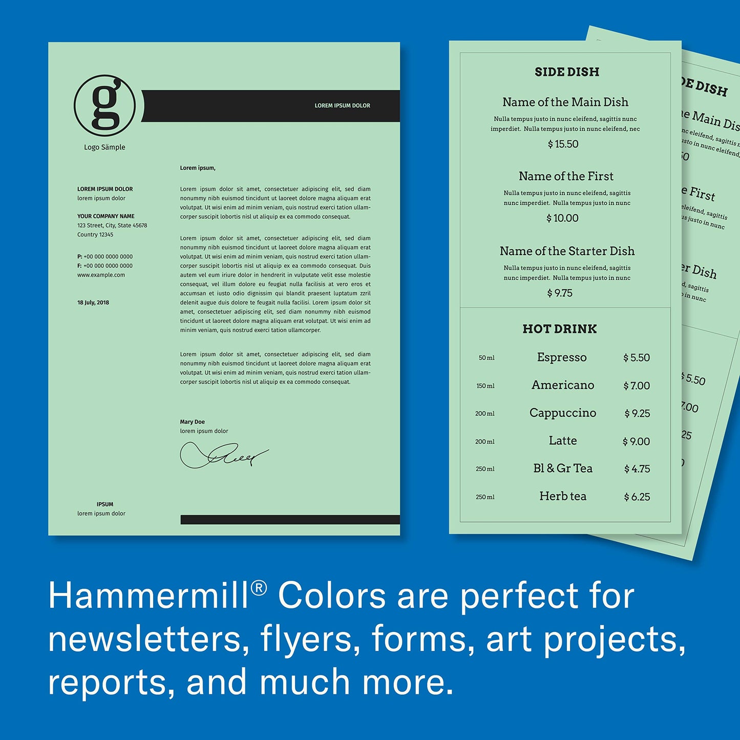 Hammermill Colored Paper, 20 lb Green Printer Paper, 3 Hole - 10 Ream (5,000 Sheets) - Made in the USA, Pastel Paper, 102947C