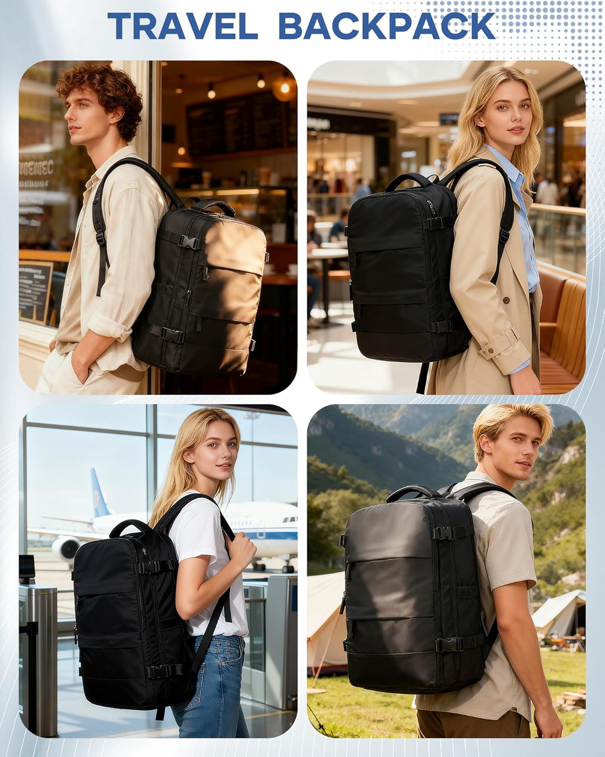 Skiennix Vacuum Backpack - Large Travel Backpack with Pump | Flight Approved, Waterproof, Black 18x14x8