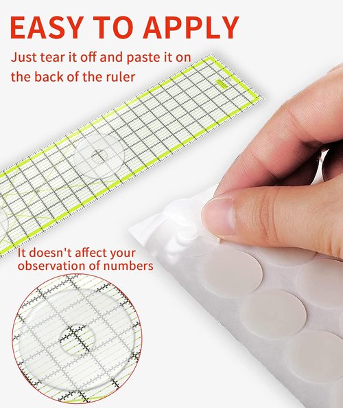 Birllaid Non-Slip Adhesive Rings | 144 Pack of True Grips for Quilting Rulers - 72 Large & 72 Small