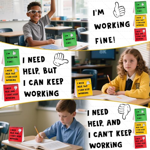 24PCS I Need Help Mini Flip Chart,Classroom Management Tools Self Assessment Cards for Students Behavior,Educational and Learning Activities Supplies for Elementary Students Teachers Classroom School