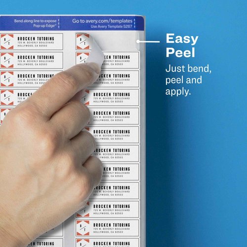 Avery Printable Return Address Labels with Sure Feed, 0.5" x 1.75", Matte Clear, 2,000 Blank Mailing Labels (05667)