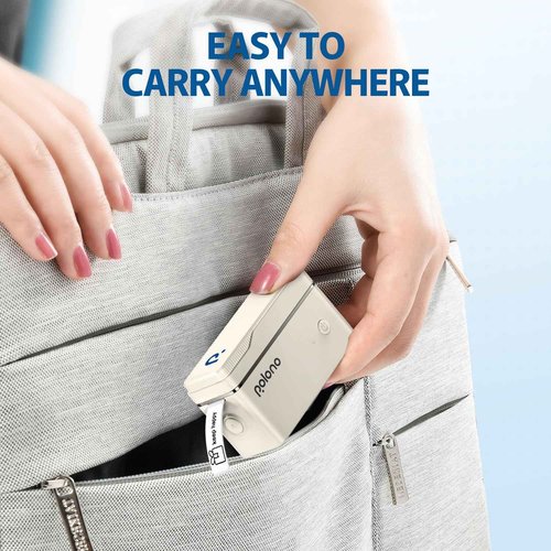 POLONO P31S Label Maker Machine with Tape, Portable Thermal Printer, Portable Bluetooth Label Printer for Organizing Storage Office Home, Sticker Maker Mini Label Maker with Multiple Templates, Beige