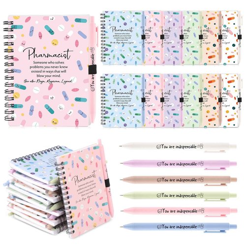 Sayglossy 48 Pcs Pharmacy Appreciation Gifts Christmas Pharmacy Technician Gifts Sets Pharmacist Spiral Notebooks with Appreciation Pens for Medical Assistants Students