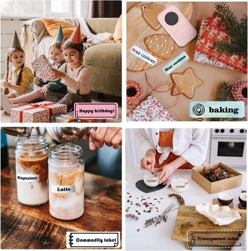 Phomemo D30 Portable Label Maker - Bluetooth Mini Printer with 3 Tapes in White, Clear & Gold