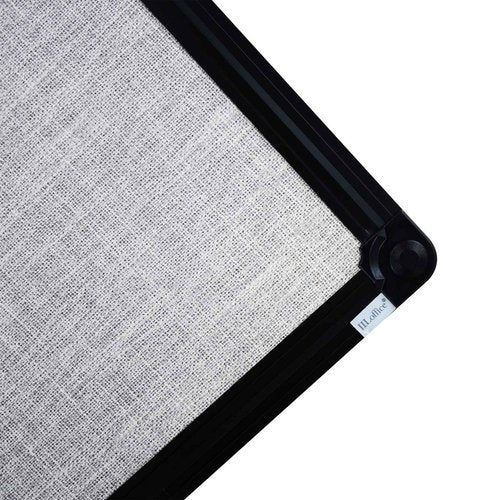 JILoffice Cork Linen Bulletin Board 36 X 24 Inch (Grey), Black Aluminum Frame Wall Mounted Board Memo Pin Board for Office Home and School