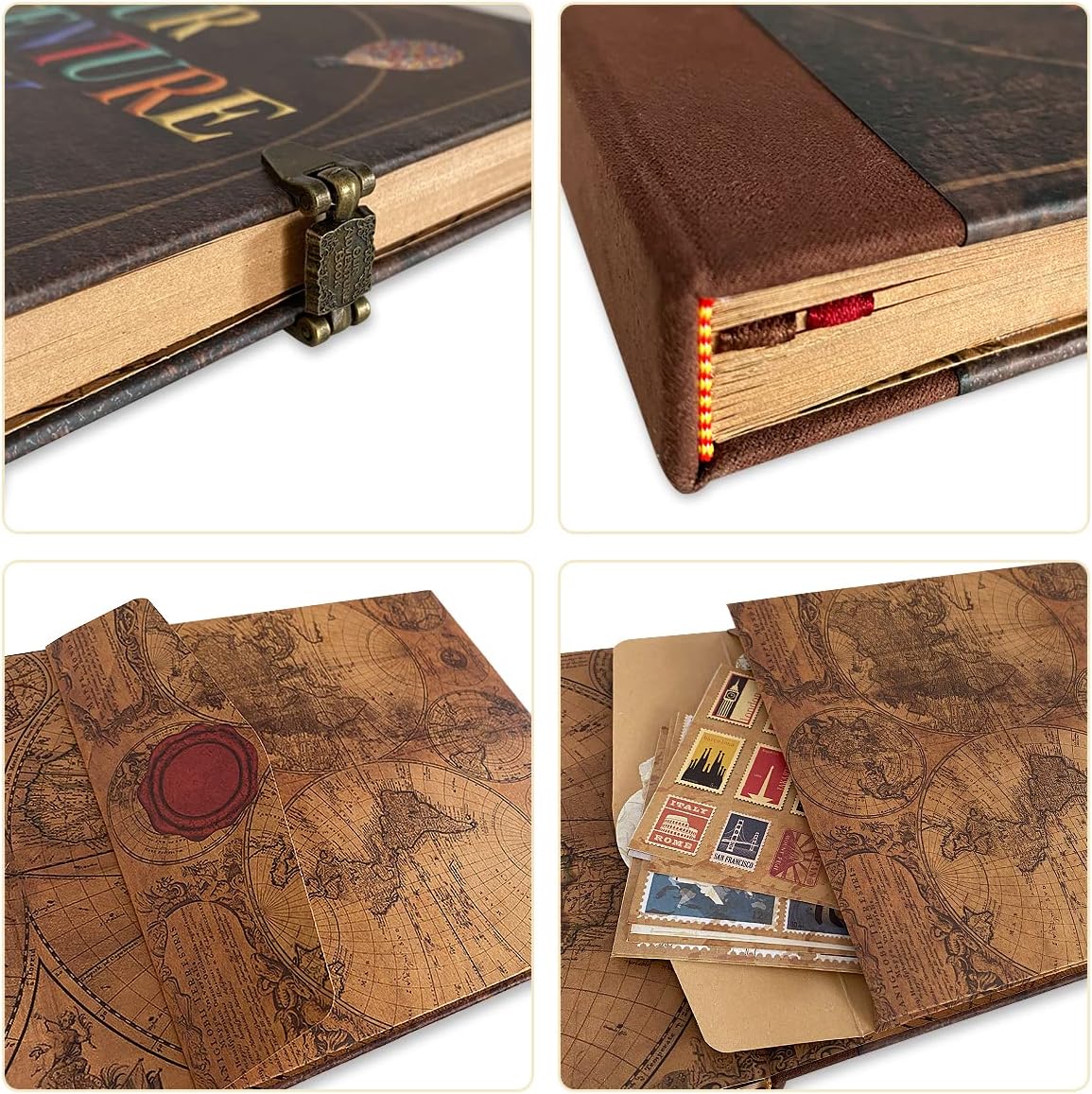 Adventure Book | Travel Diary & Scrapbook - Vintage Photo Album for Weddings, Anniversaries & Gifts