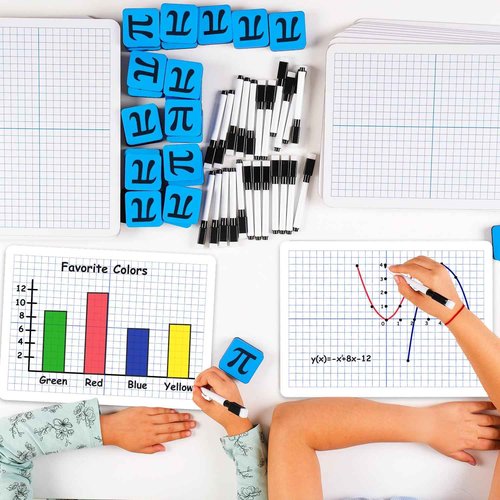25 Pack Double-Sided Dry Erase Graph Lap Boards - 12''x9'', Class Set of Individual Classroom Whiteboards for Students, XY Axis Graphing Lap Board, Math Teacher Supplies for Classroom - Simply Magic