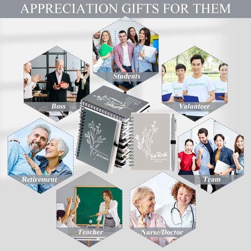 Chiisong 30 Sets Employee Appreciation Gifts Case Management Week Gifts Thank You Spiral Notebook with Sticky Notes Pen Bulk Vet Tech Week Journal for Coworker Teacher Nurse Customer (Bright Color)