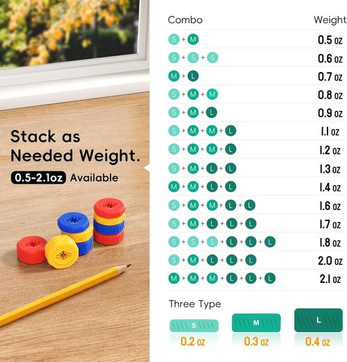 Skiennix Adjustable Pencil Weights - Textured Silicone Handwriting Aid for Kids & Adults | 9-Pack, 0.5-2.1oz
