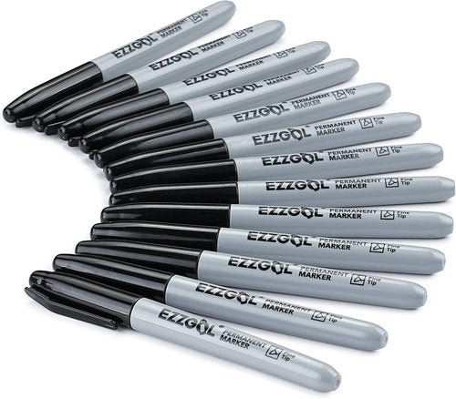 Ezzgol Permanent Markers - 150 Pack Fine Tip Black Waterproof Pens | Premium Smear-Proof, Quick-Drying Office Supplies