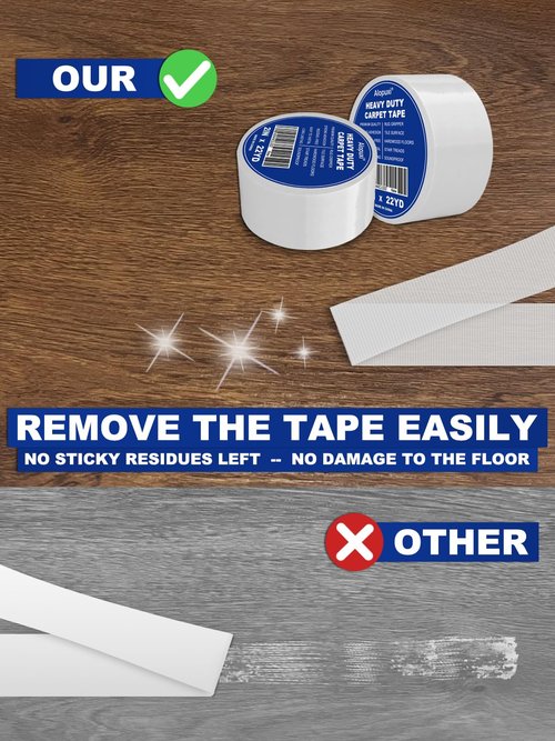 Alopuxi Double Sided Carpet Tape 2 Inch x 22Yards, Rug Tape Grippers, for Hardwood Floors and Area Rugs, No Damage, Residue Free