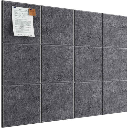 Uoisaiko Felt Cork Board for Wall: Extra Large Bulletin Board for Office - 12 PCS Thick Corkboard Tiles Grey Pin Board Squares Adhesive