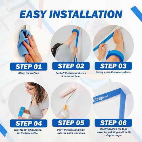 Pack of 28 Blue Painters Tape 1 Inch – Each Roll 55 Yards (Total 1540 Yards) – Premium Painters Tape 1 Inch Wide, Ideal Blue Tape Painters Bulk, Masking Tape for Painting – No Residue, Easy Removal