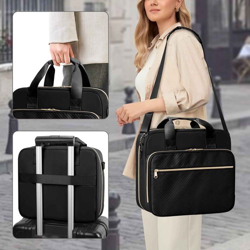 Prokva 3 Ring Zipper Binder 2 Inch, Accordion File Organizer with Shoulder Strap, Zip Up Binder with 500-Sheet Capacity, Black