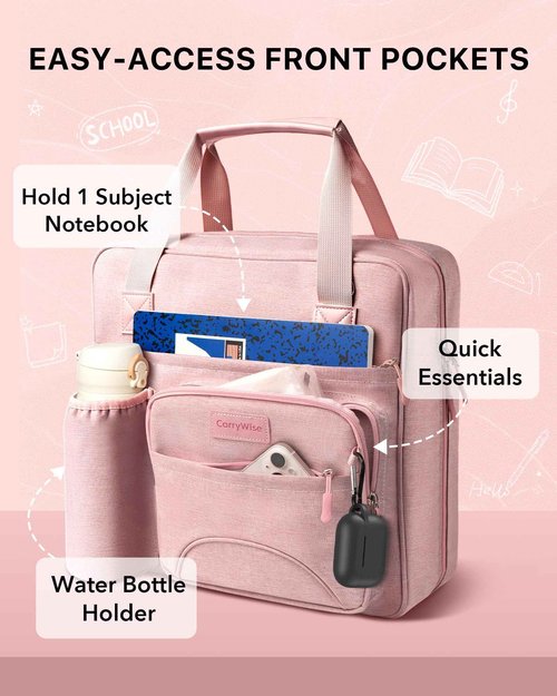 Upgraded 3 Rings Zipper Binder Organizer 3 Inch Zippered Binders with Strap Large Zip Up Portfolio Folder Bag with 9 Pockets Laptop Compartment for Office Travel, Pink