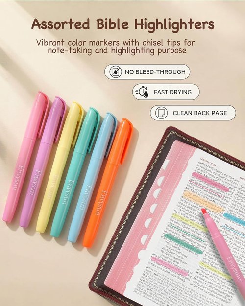Regine Switzerland Bible Study Journaling Kit for Women - No Bleed Highlighters, Tabs & Pen Case - Ideal Starter Gift for Daily Devotion (Beige Strawberry)