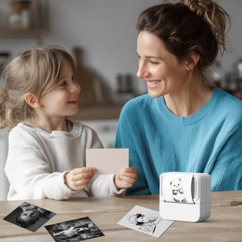 KNAON Bluetooth Sticker Printer with 1 Roll of Sticker Paper, Y2C Mini Sticker Maker Machine, Pocket Thermal Label Maker Machine with Tape for DIY, Notes, Photos – Ideal Gift for Kids&Crafter, White
