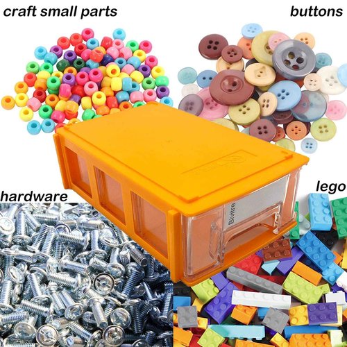 Stackable Storage Drawers Set of 20, Plastic Drawers Organizer for Small Parts Screw Craft Organizer, Mini Drawer Organizer with Dividers and Paper Labels(ORANGE)